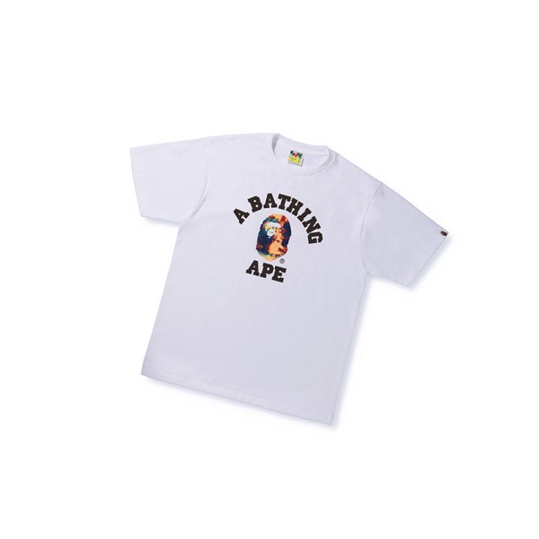 White Men's A BATHING APE Tie Dye College Tee Short Sleeve T Shirts | KQC467309