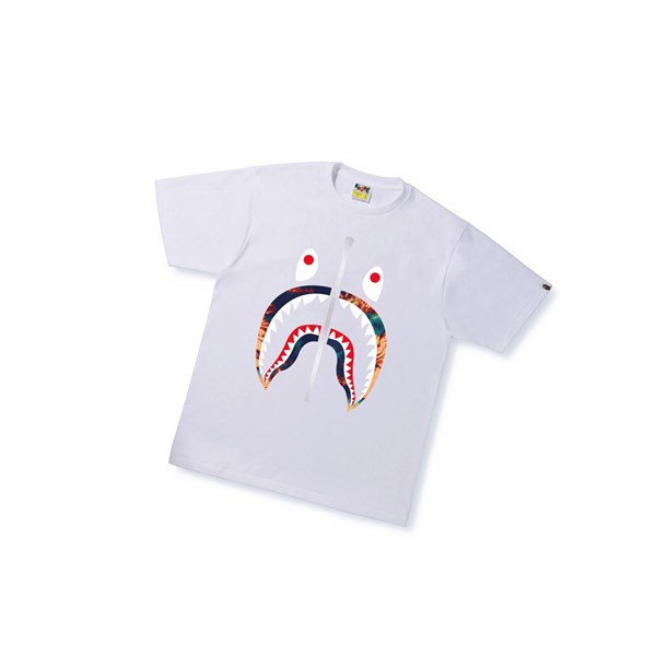 White Men's A BATHING APE Tie Dye Shark Tee Short Sleeve T Shirts | SVB024516