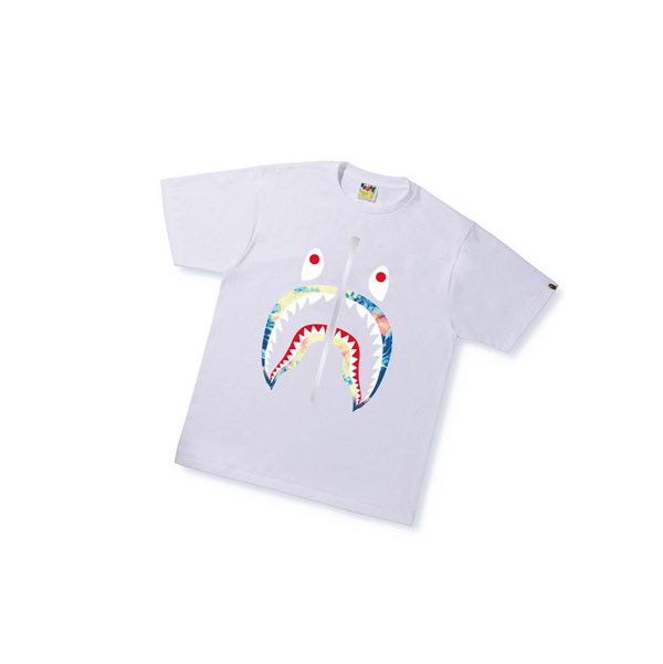 White Men's A BATHING APE Tie Dye Shark Tee Short Sleeve T Shirts | XRB852714