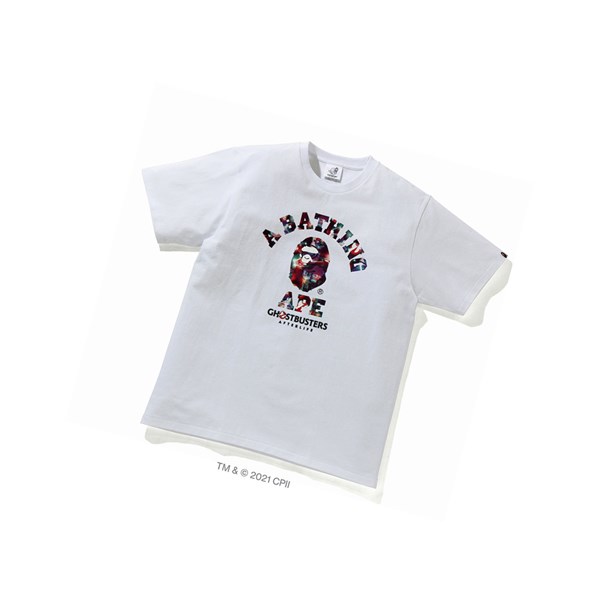 White Men's A BATHING APE X Ghostbusters Camo College Tee Short Sleeve T Shirts | AGN452031