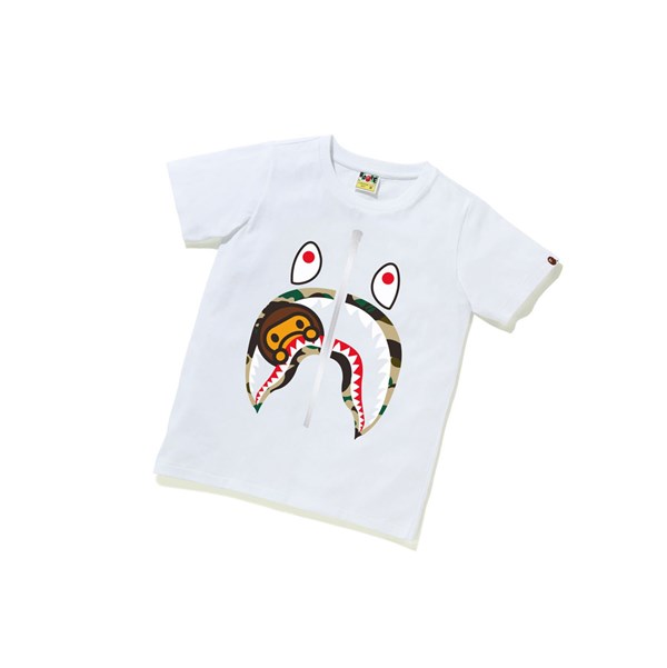 White Women's A BATHING APE 1st Camo Milo Shark Tee Short Sleeve T Shirts | RTO594683