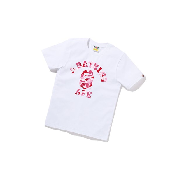 White Women's A BATHING APE Abc Camo College Tee Short Sleeve T Shirts | QDN832904