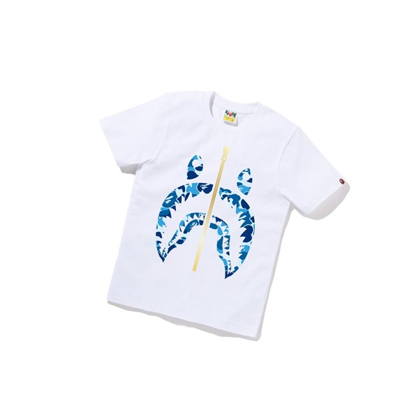 White Women's A BATHING APE Abc Camo Shark Tee Short Sleeve T Shirts | MXB857214