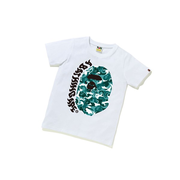 White Women's A BATHING APE Marble Camo Ape Head Tee Short Sleeve T Shirts | ZTL624891