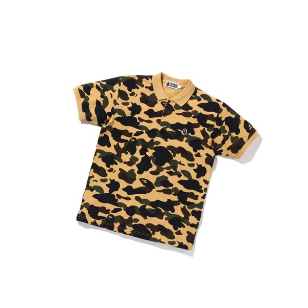 Yellow Men's A BATHING APE 1st Camo One Point Short Sleeve Polo | QHS420716