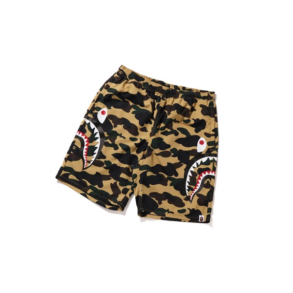 Yellow Men's A BATHING APE 1st Camo Side Shark Beach Shorts | BIK028916