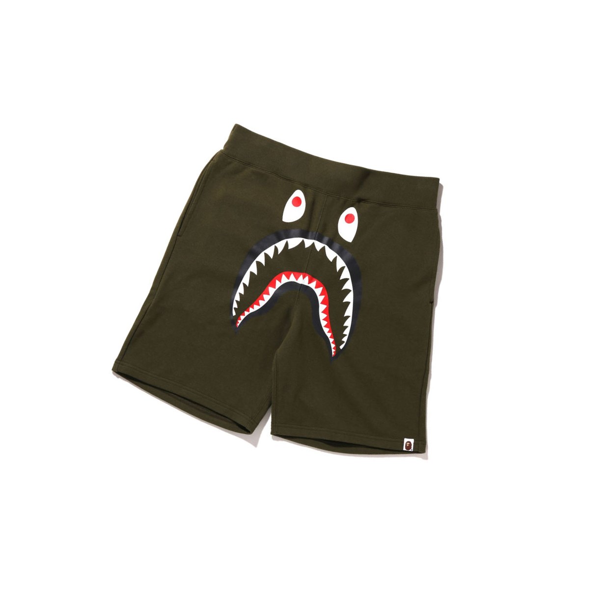 Army Green Men\'s A BATHING APE Shark Sweat Shorts | YAL748953