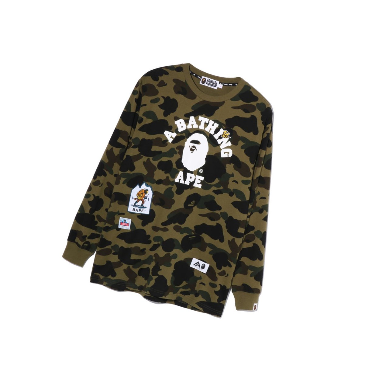 Army Green Women\'s A BATHING APE Multi Label 1st Camo L/S Tee Long Sleeve T Shirts | LDU982461