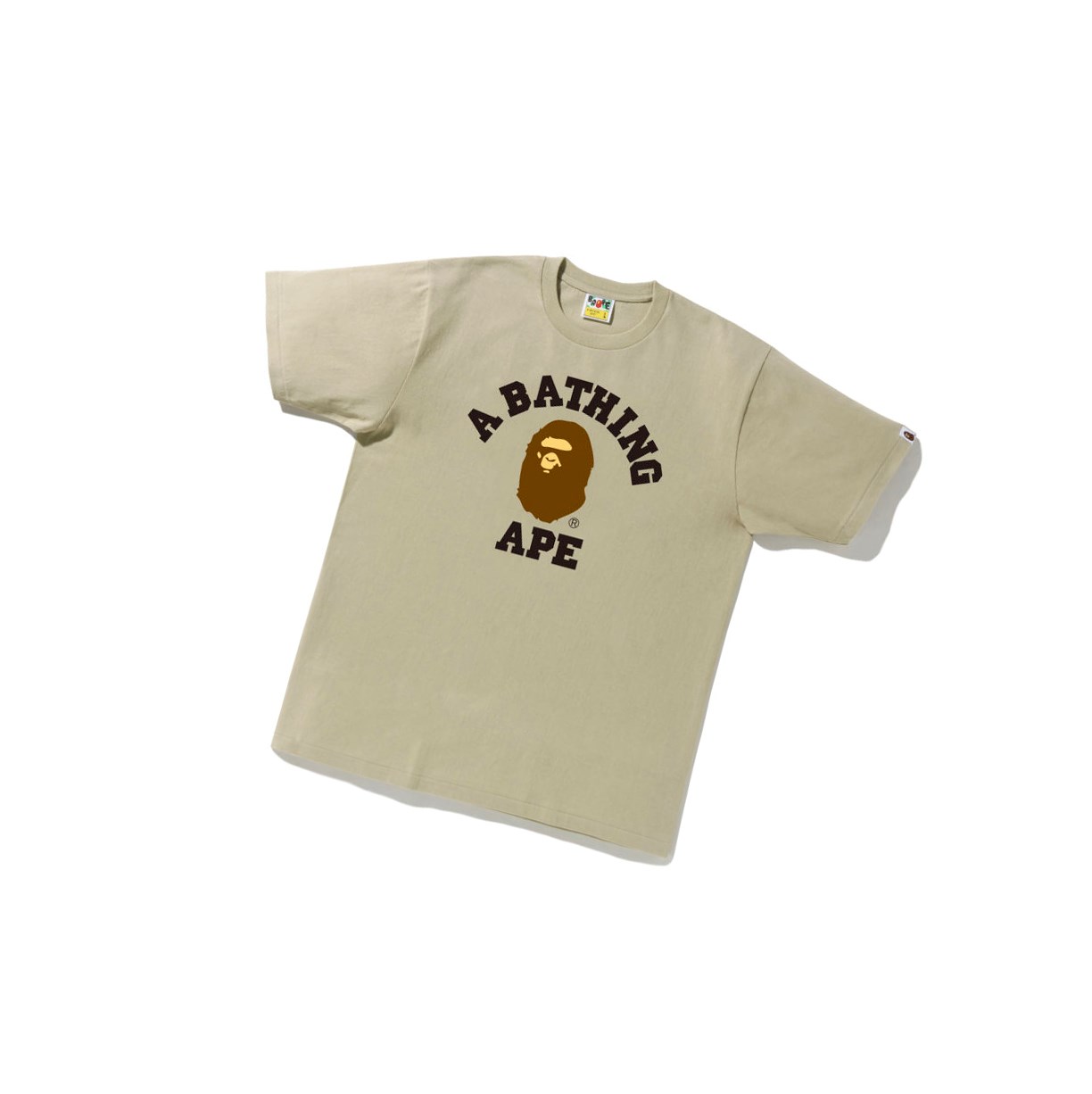 Beige Men\'s A BATHING APE College Tee Short Sleeve T Shirts | DKO537018