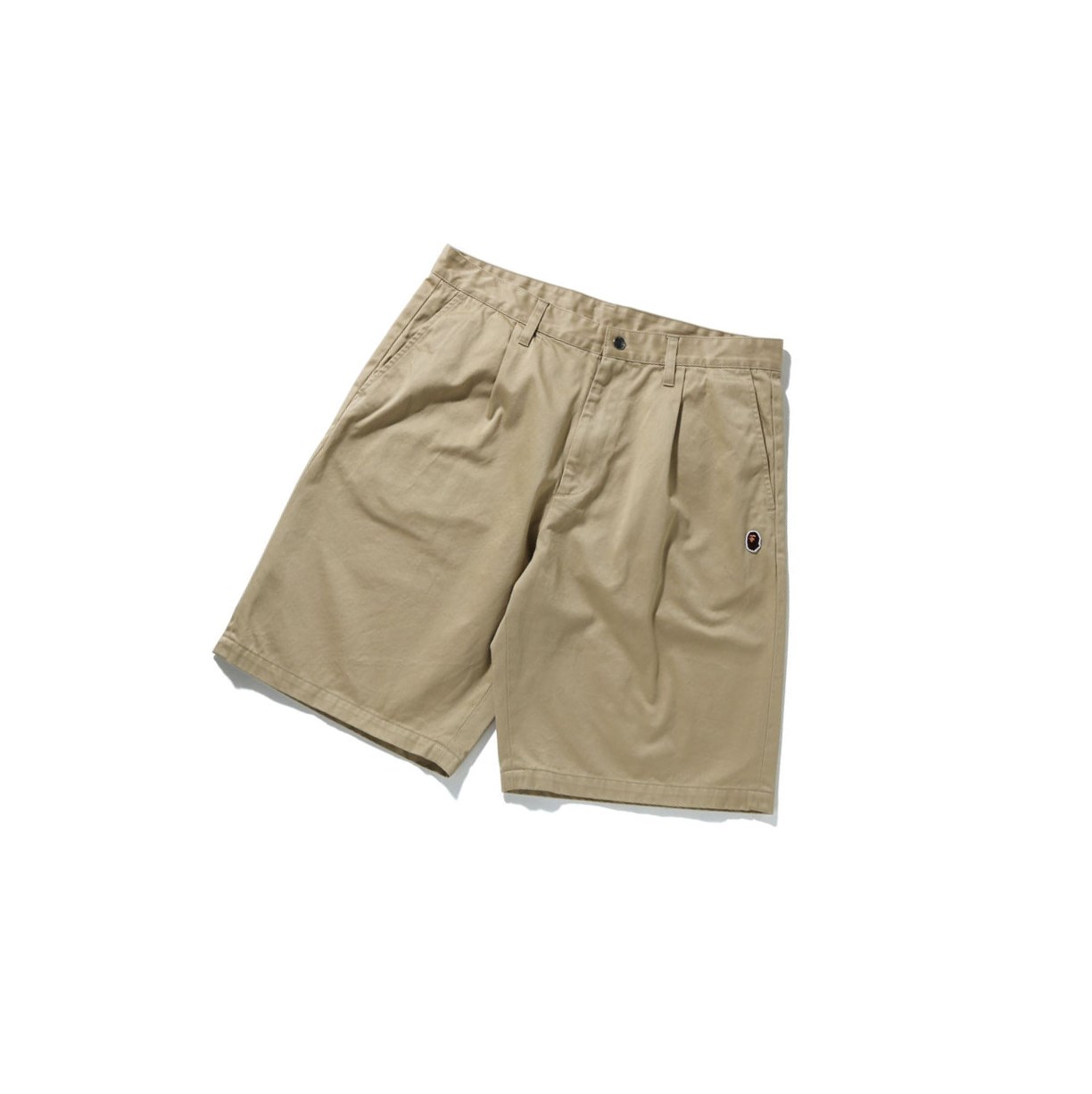 Beige Men\'s A BATHING APE One Point Wide Fit Chino Shorts | UXC019843