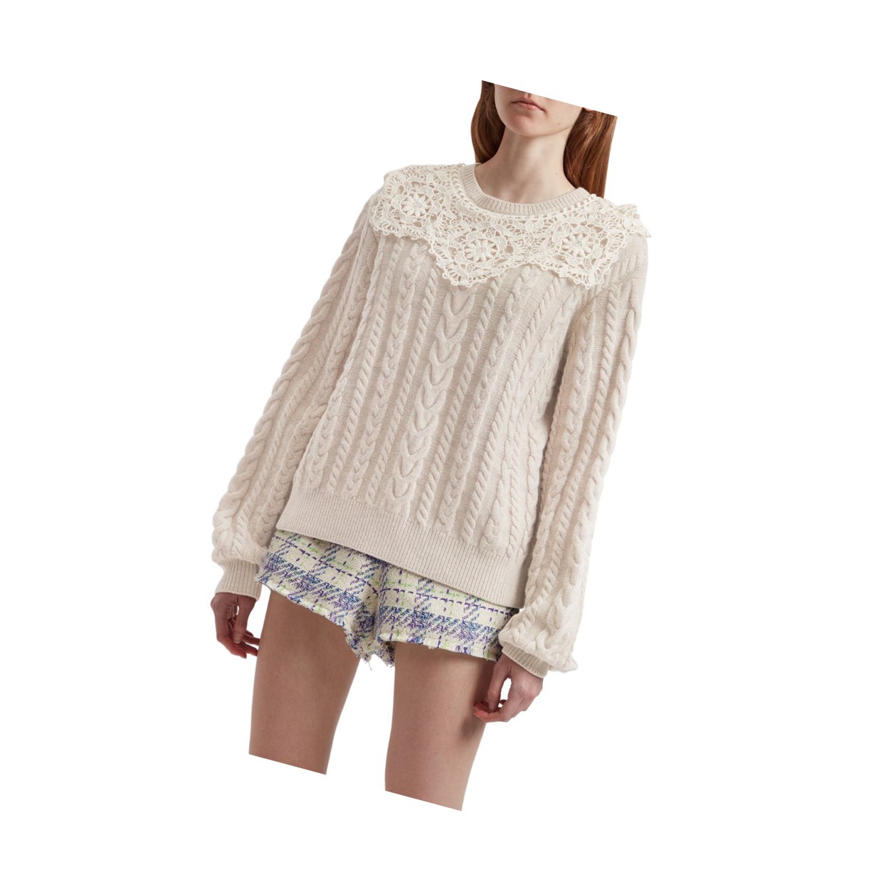 Beige Women's A BATHING APE Asymmetric Knit Sweater Crew Neck Knitwear Blouse | SWB328957