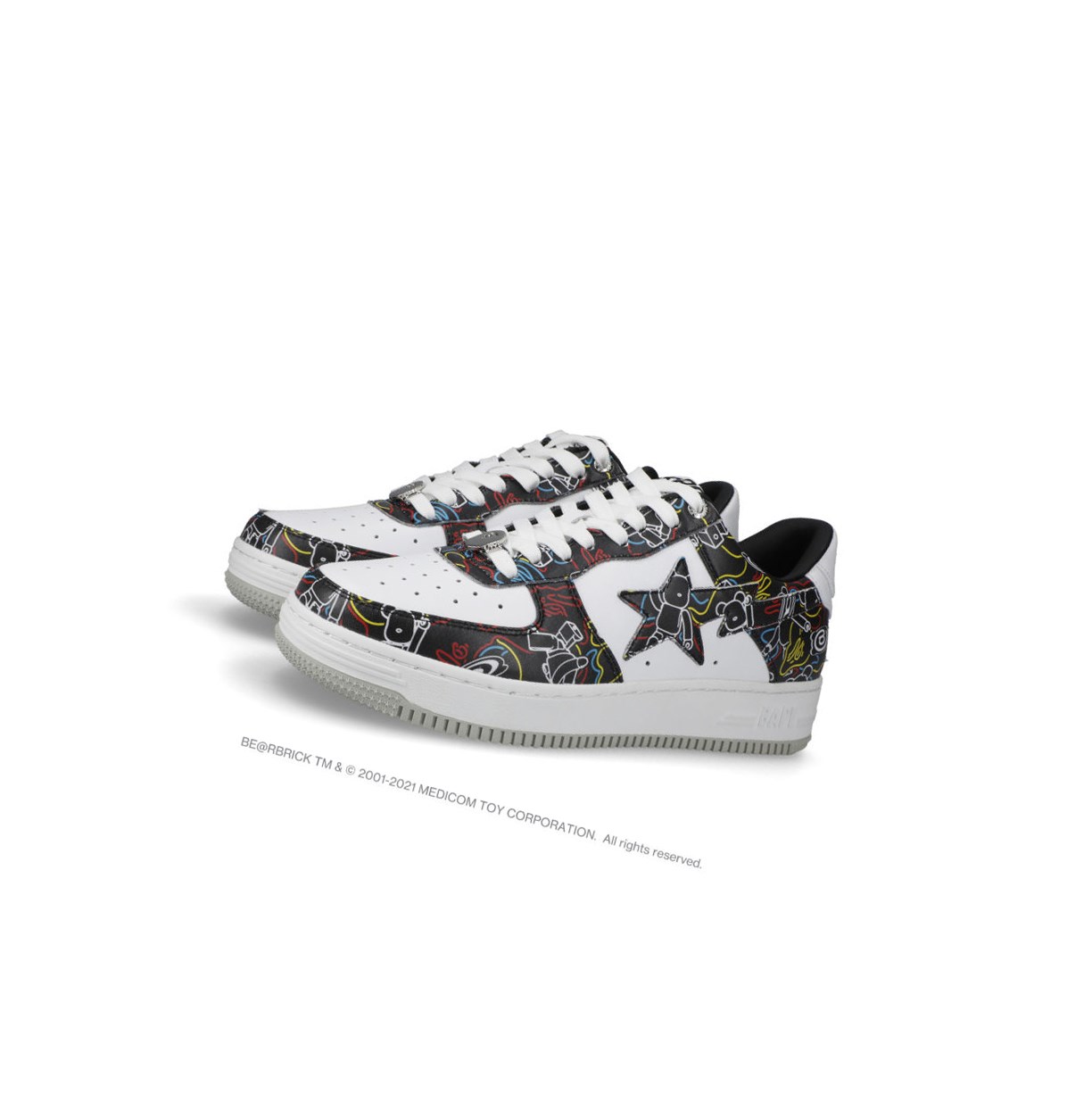 Black Men\'s A BATHING APE Bape Sta X Medicom Toy Be@r Camo M1 Low Sneakers | HAO039246