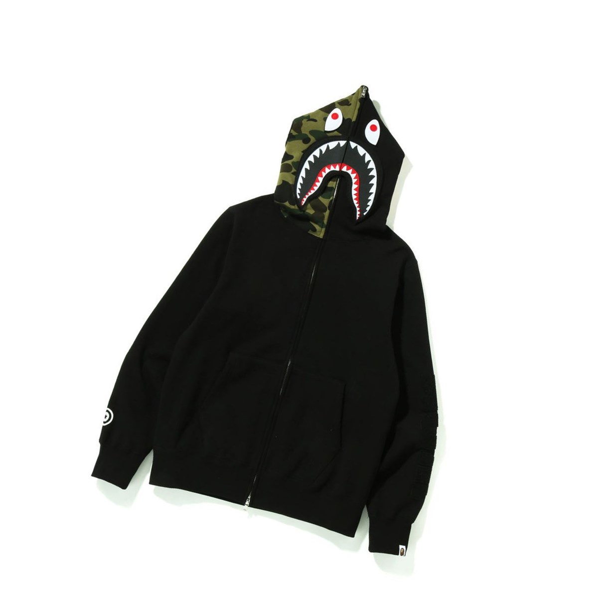 Black Men\'s A BATHING APE Detachable Shark Full Zip Throughs Hoodie | WHV614520