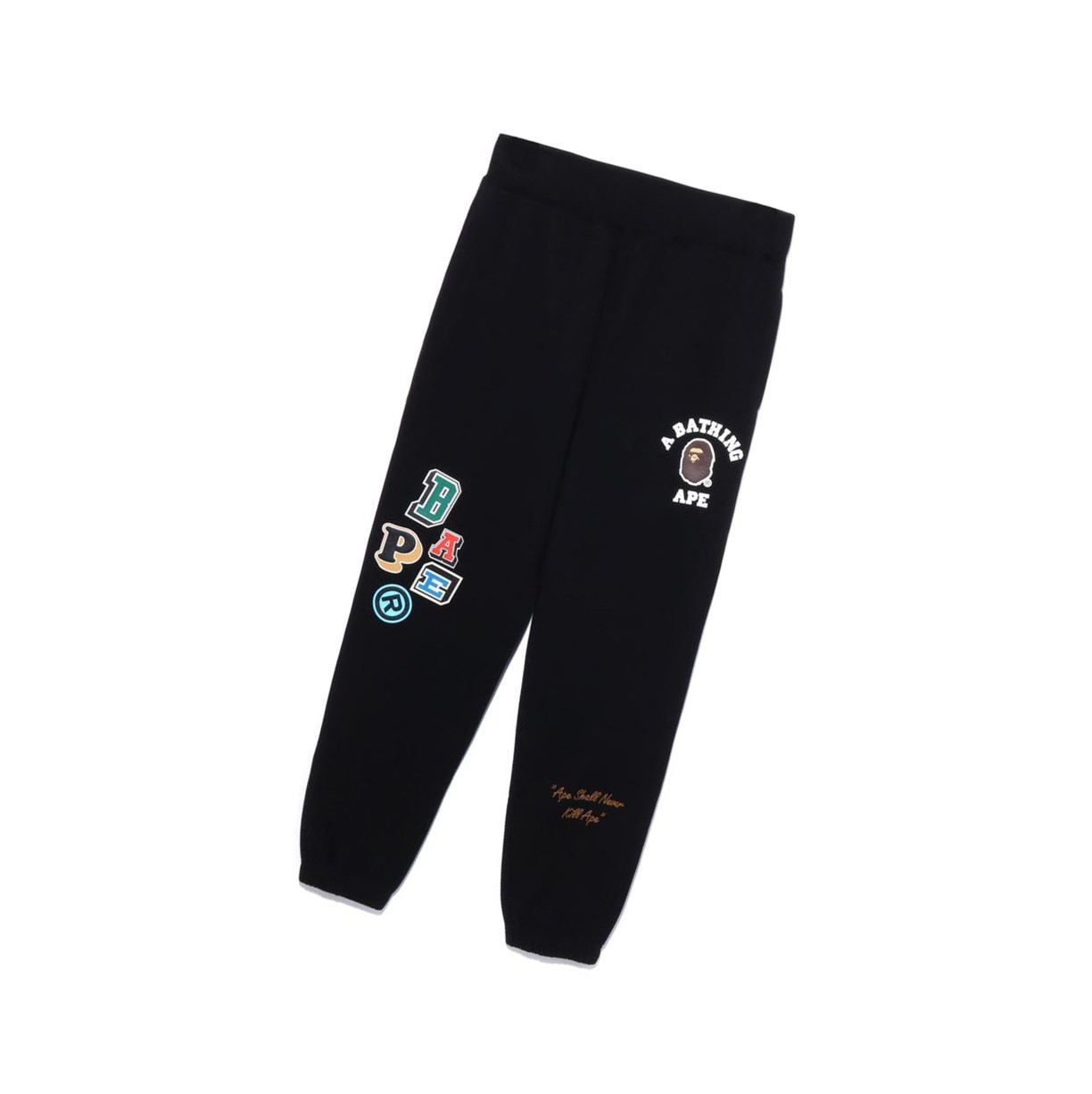 Black Men\'s A BATHING APE Multi Fonts Long Pants | ULV385049