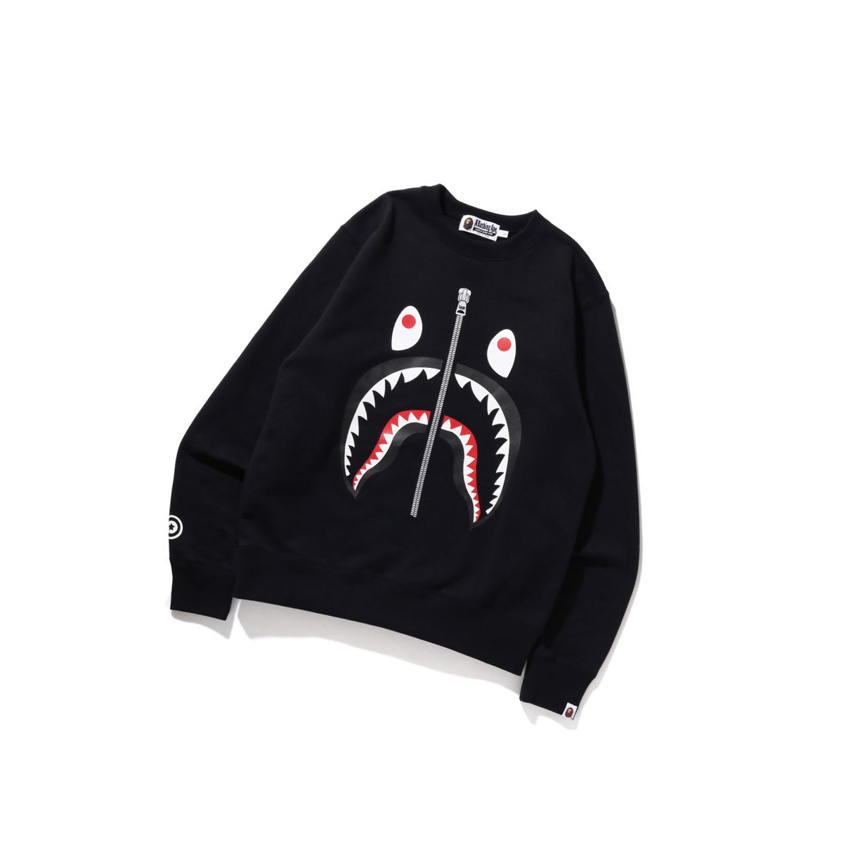 Black Men\'s A BATHING APE Shark Crewneck Sweatshirts | QUD023497