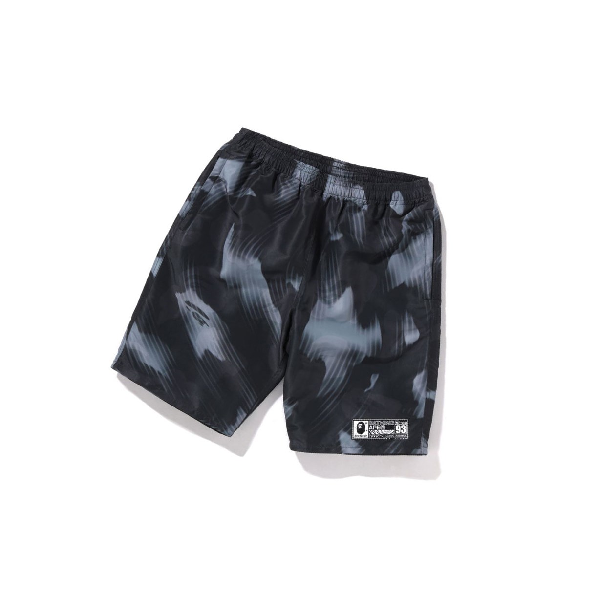 Black Men\'s A BATHING APE Stroke Camo Beach Shorts | HIV326819