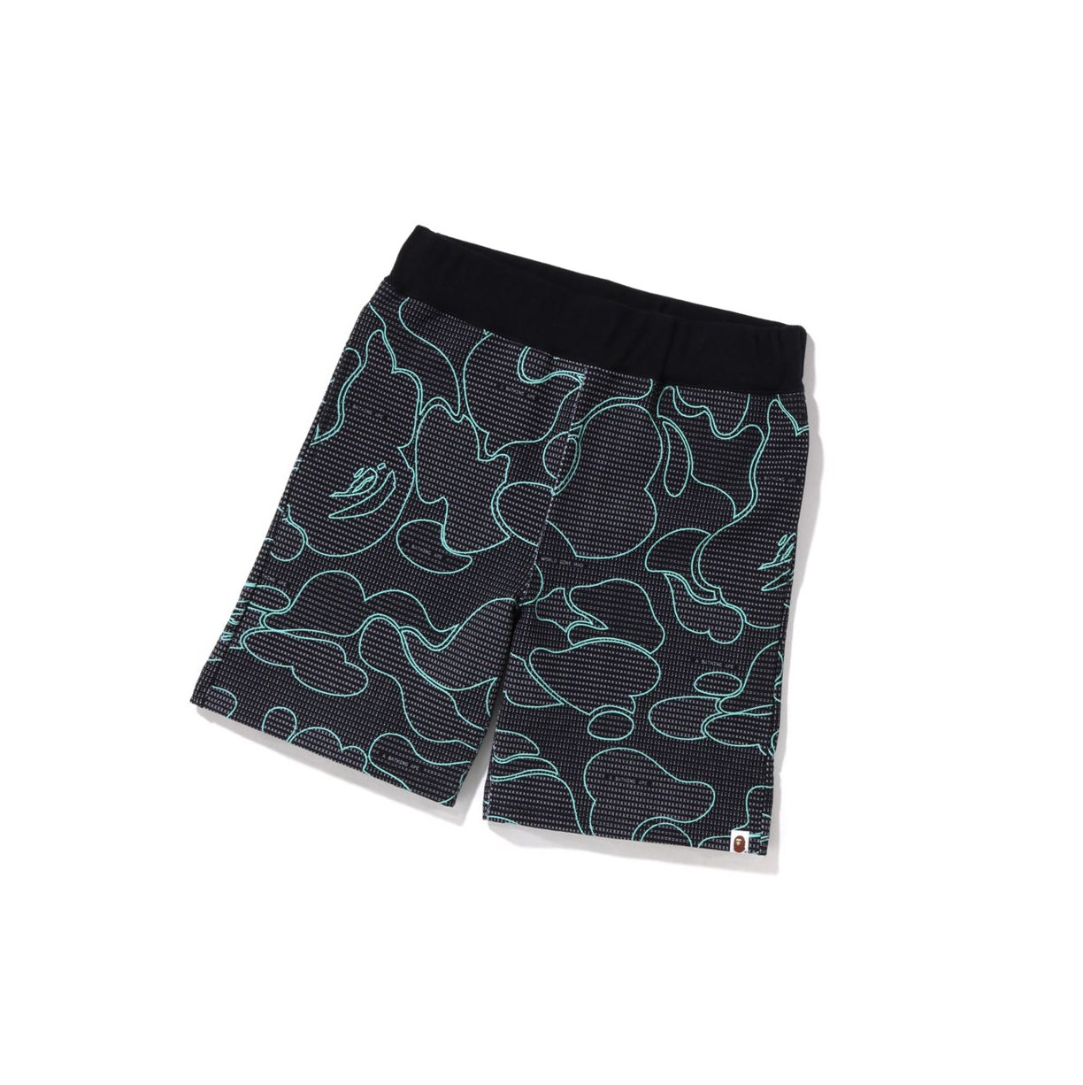 Black Men\'s A BATHING APE Text Code Camo Sweat Short Shorts | TEG795602