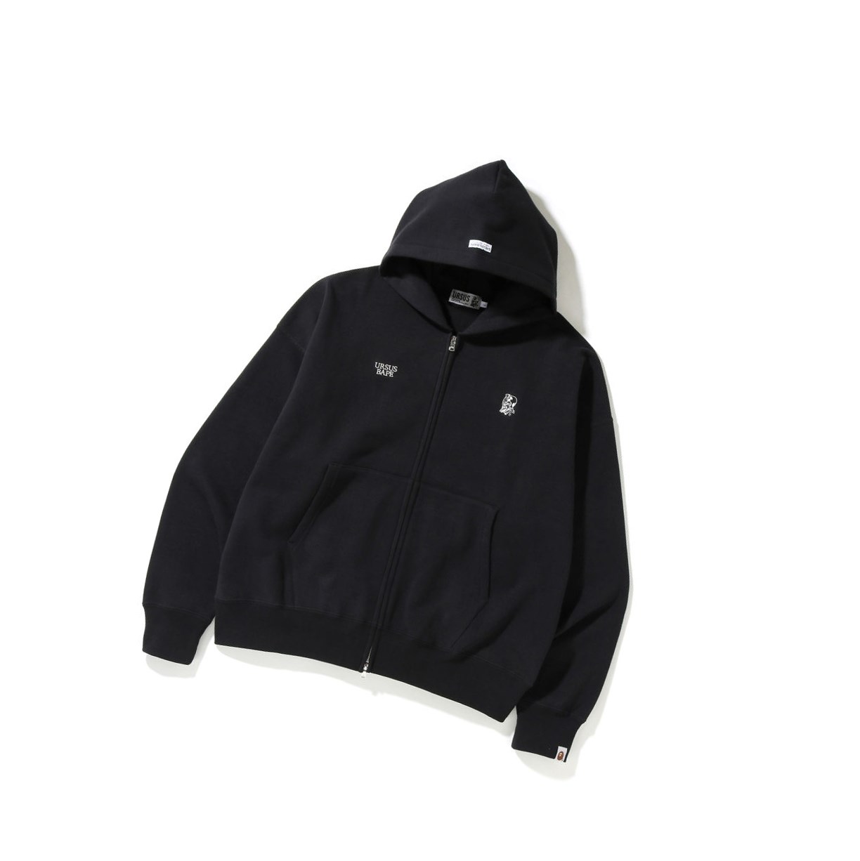 Black Men\'s A BATHING APE Ursus Loose Fit Zip-up Zip Throughs Hoodie | FOY893601