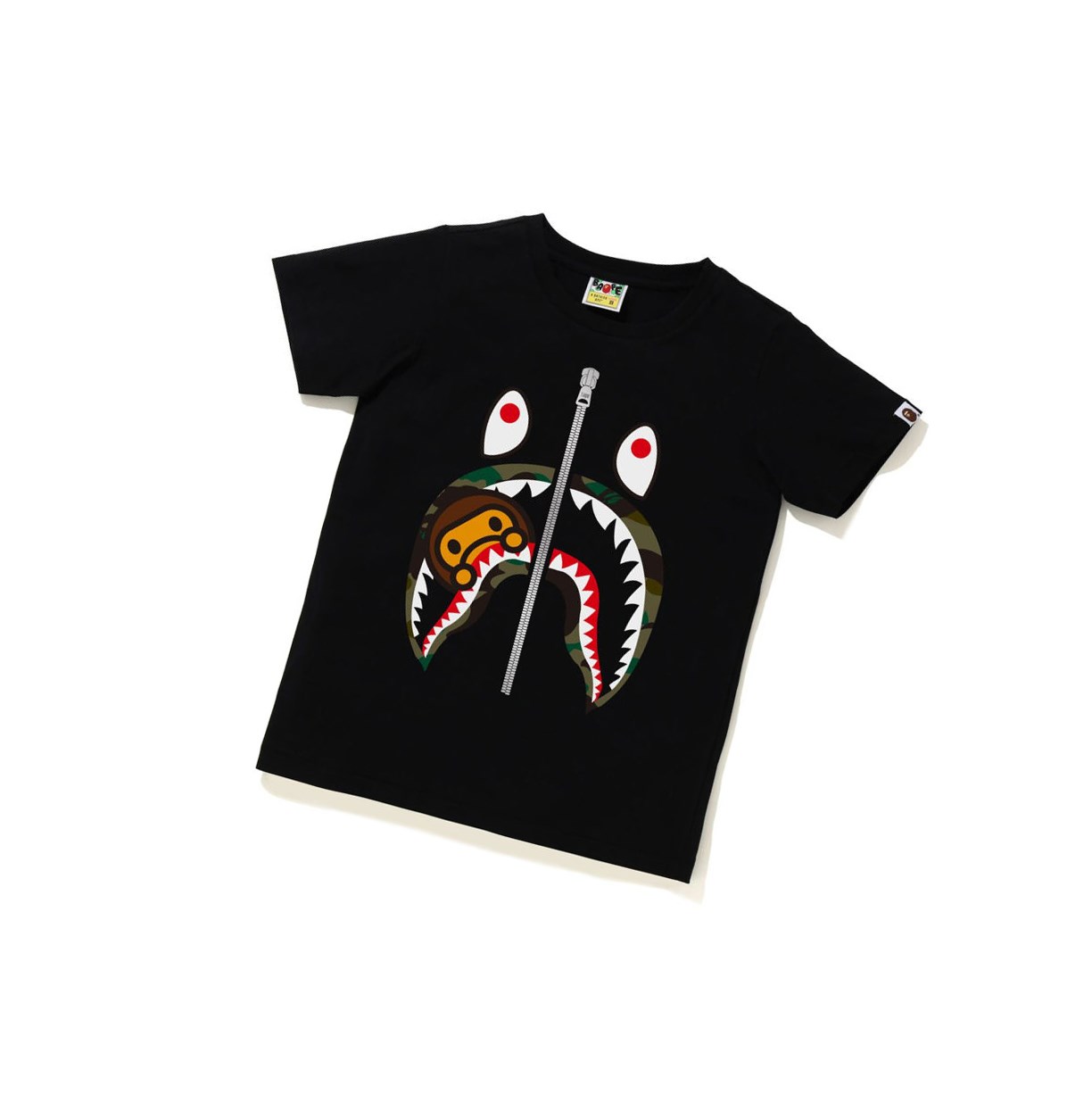 Black Women\'s A BATHING APE 1st Camo Milo Shark Tee Short Sleeve T Shirts | ACZ580197