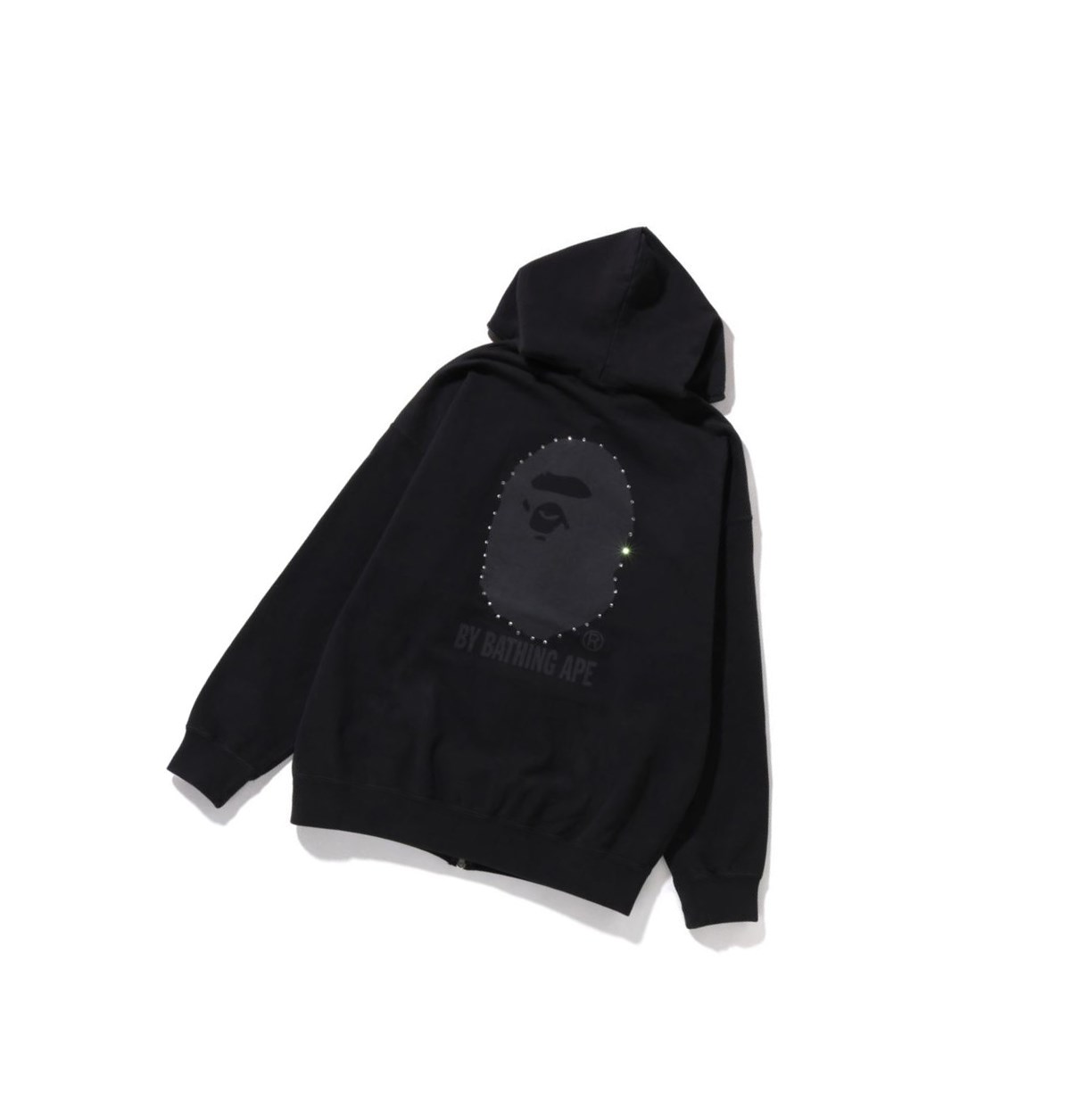 Black Women's A BATHING APE Crystal By Bathing Overdyed Oversized Full Zip Hoodie | RDY385706