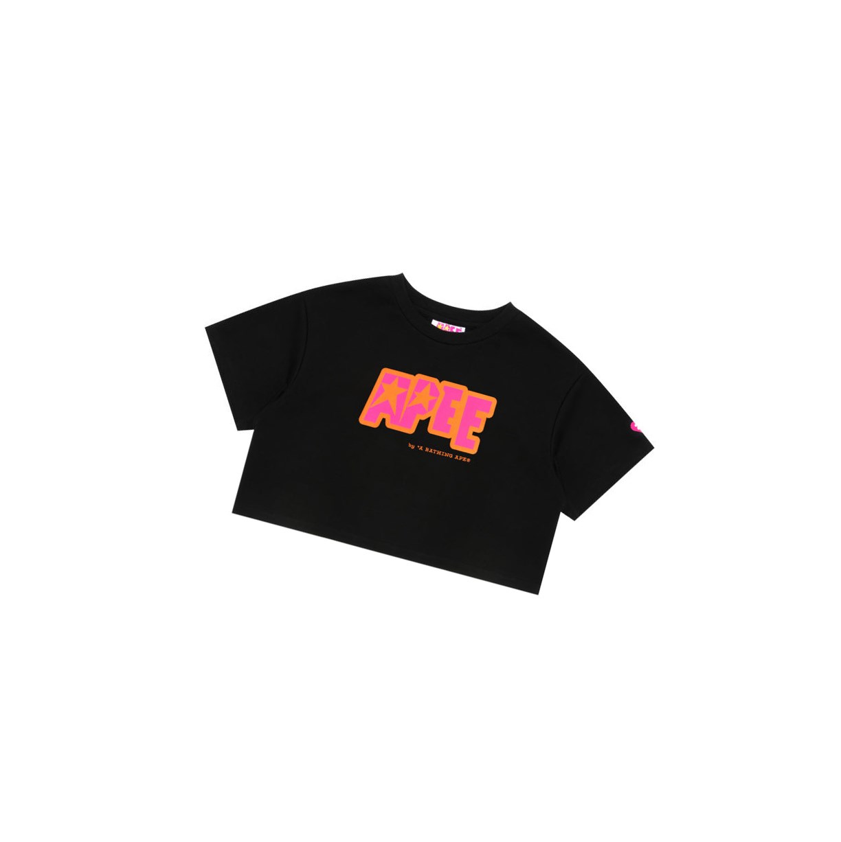 Black Women\'s A BATHING APE Double Logo Cropped Tee Short Sleeve T Shirts | QEY103952