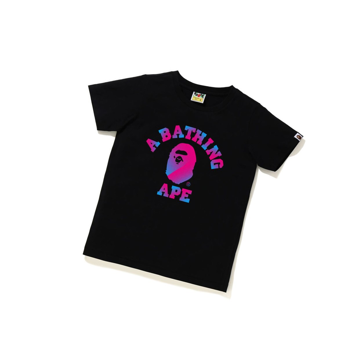 Black Women\'s A BATHING APE Halftone Dot College Tee Short Sleeve T Shirts | UVB128074