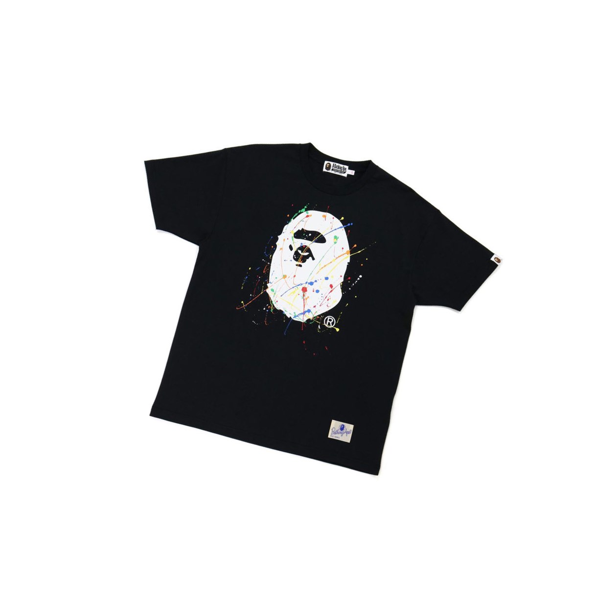 Black Women\'s A BATHING APE Paint Splatter Ape Head Tee Short Sleeve T Shirts | ZKM405698