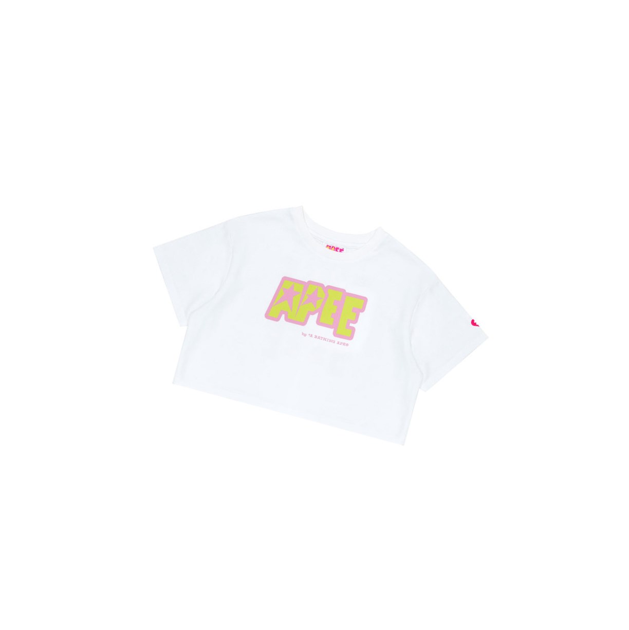 Bleached White Women\'s A BATHING APE Double Logo Cropped Tee Short Sleeve T Shirts | ATG750382