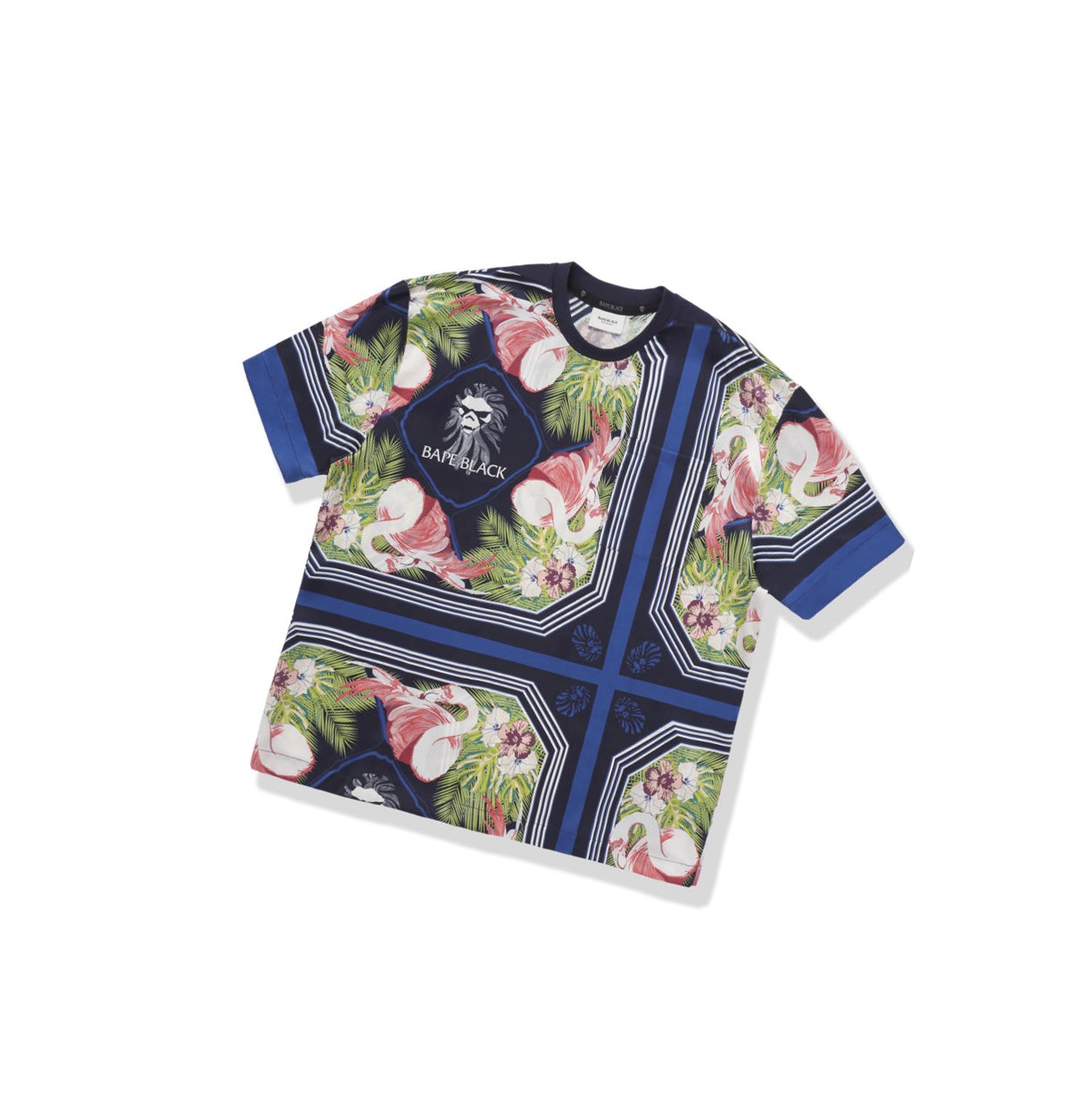 Blue Men\'s A BATHING APE Floral Print Ape Head Tee Short Sleeve T Shirts | IXD513872