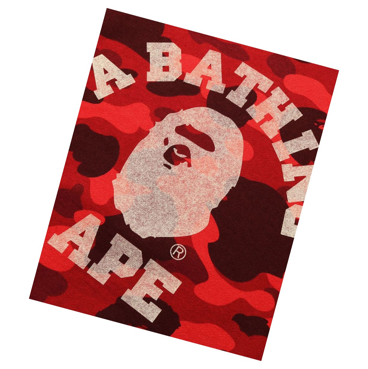 Bright Red Women's A BATHING APE College Crazy Color Camo Raglan Crewneck Sweatshirts | WDH915874