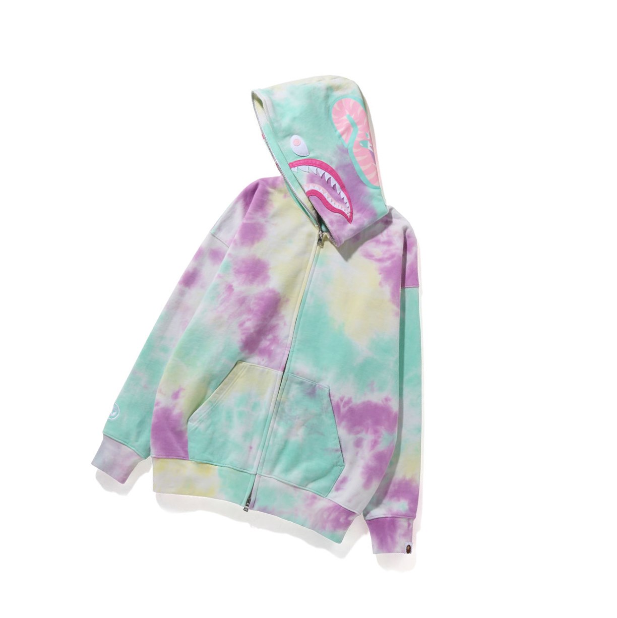 Caise Women's A BATHING APE Tie-dye Shark Oversized Full Zip Throughs Hoodie | FKD543071