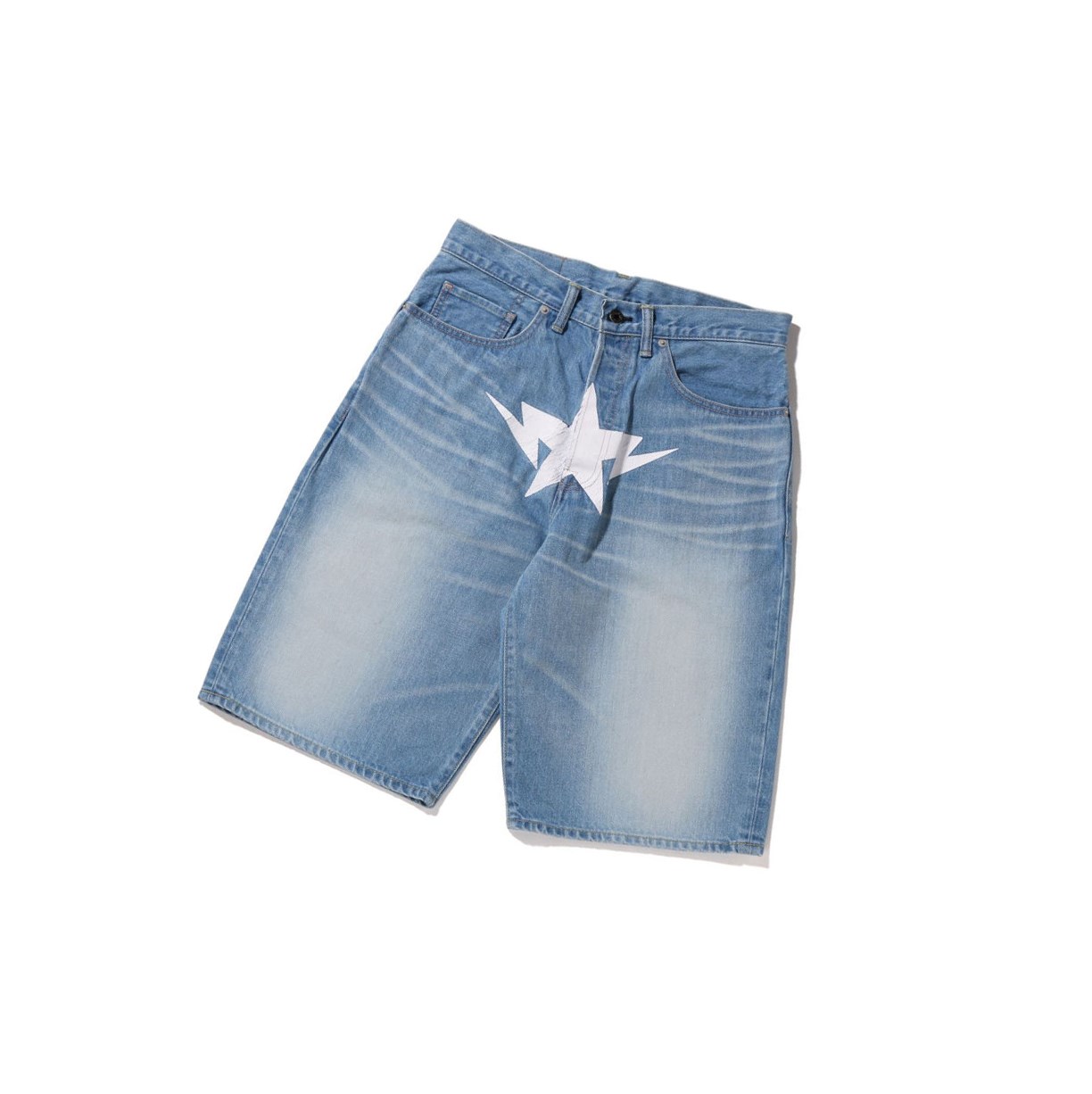 Denim Men\'s A BATHING APE Twin Sta Denim Shorts | ZIL942857