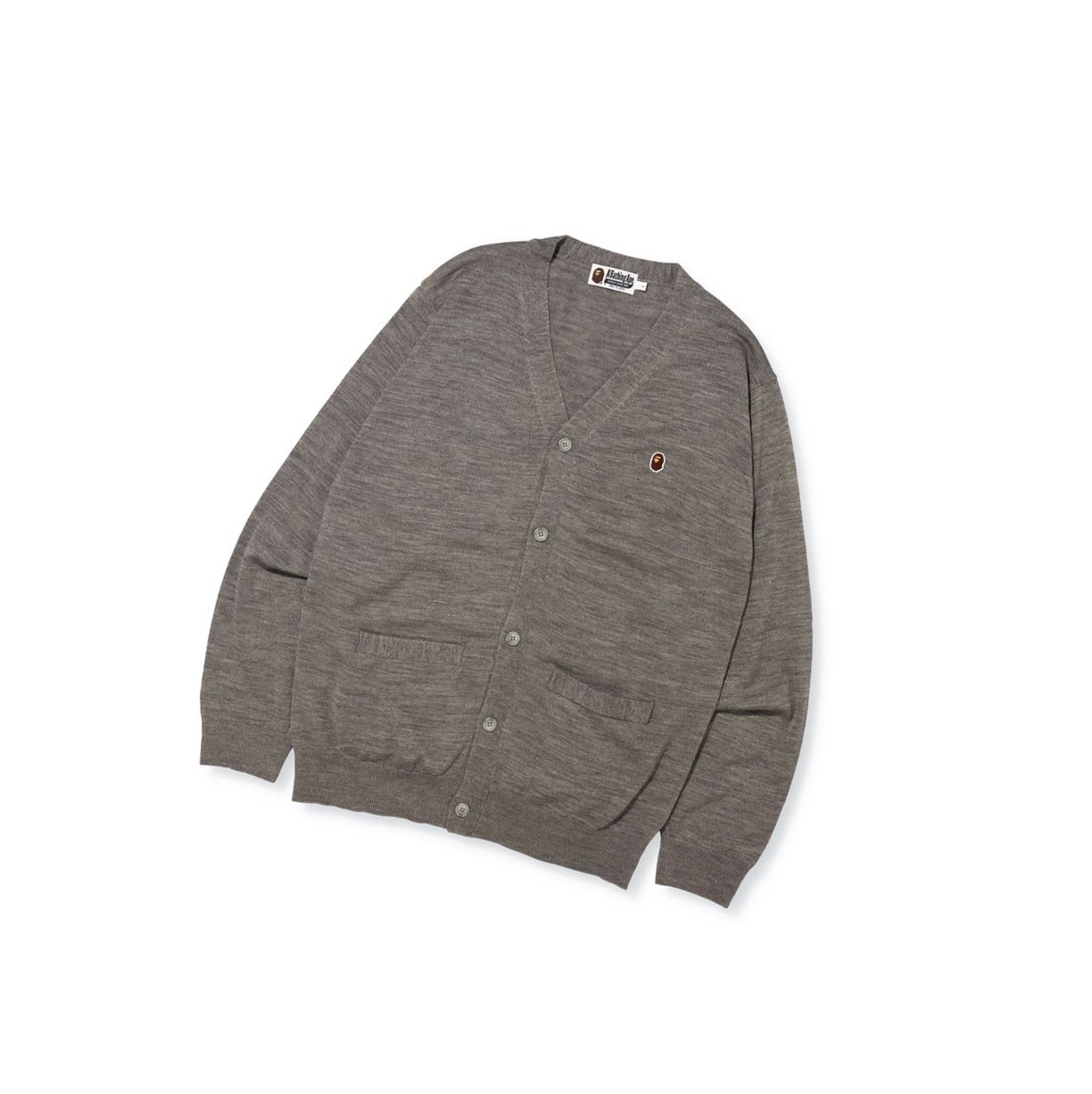 Grey Men\'s A BATHING APE Ape Head Knit Cardigan Cardigan Cardigan | IQL519307