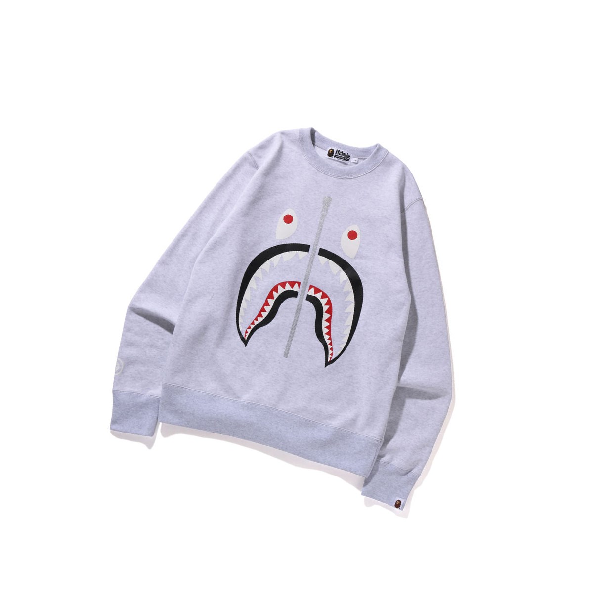 Grey Men\'s A BATHING APE Shark Crewneck Sweatshirts | BVE527810