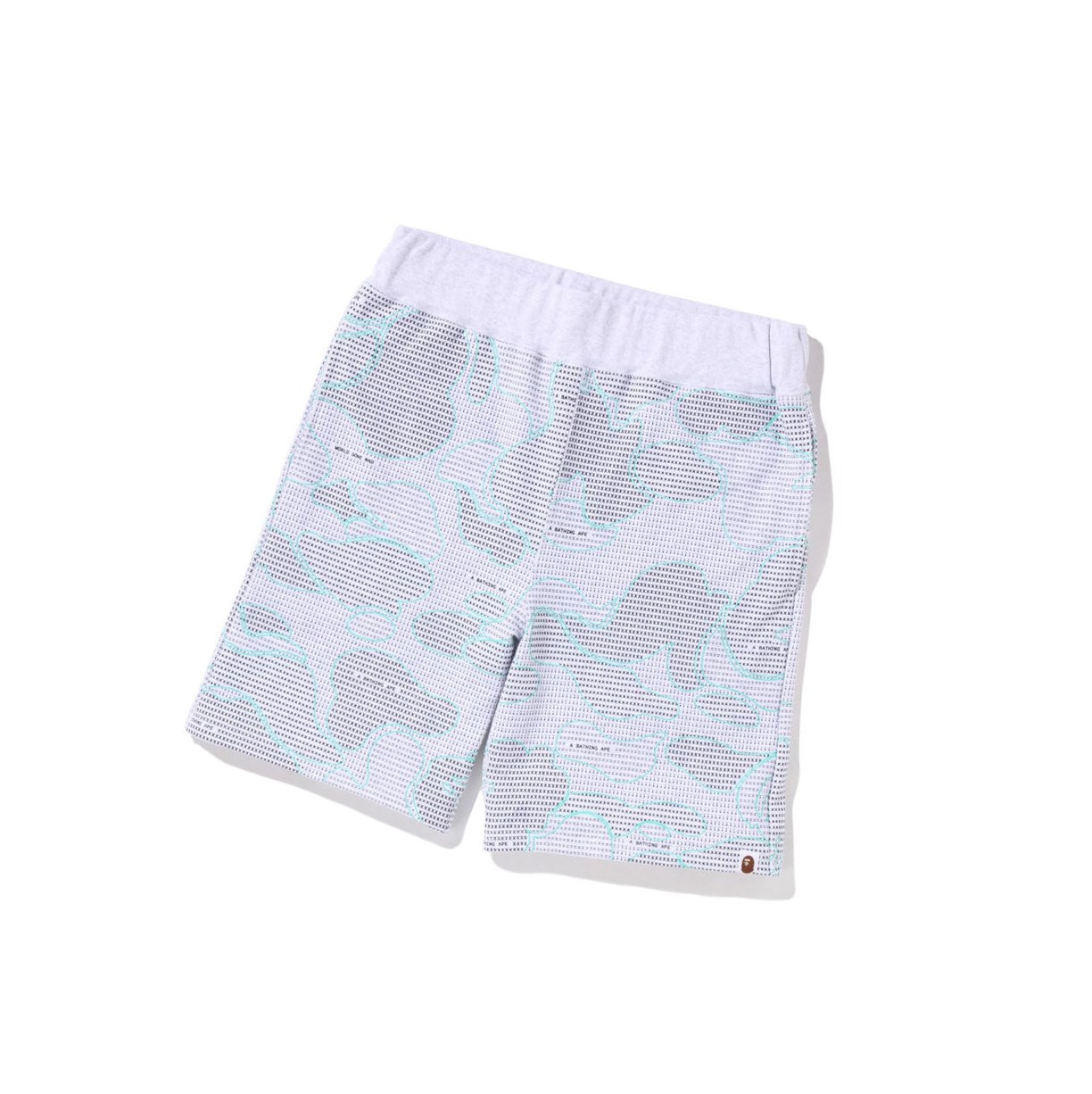 Grey Men\'s A BATHING APE Text Code Camo Sweat Short Shorts | KJT905216