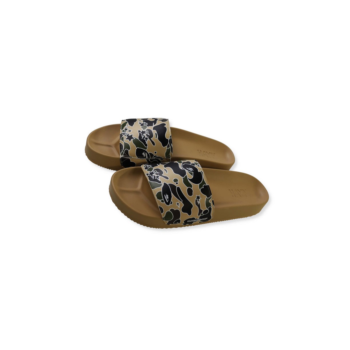 Khaki Men\'s A BATHING APE X Hayn Sta Camo Slip On Slide Sandals | PZN268015