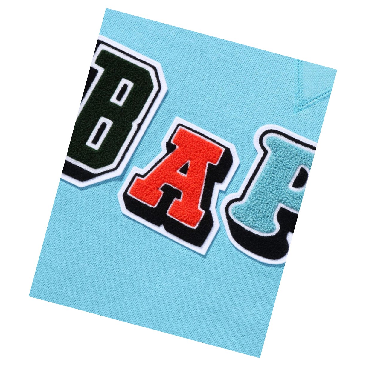 Light Blue Women's A BATHING APE Multi Fonts Wide Crewneck Sweatshirts | NPZ386754