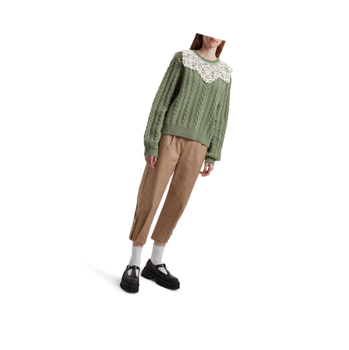 Light Green Women's A BATHING APE Asymmetric Knit Sweater Crew Neck Knitwear Blouse | VDL861702