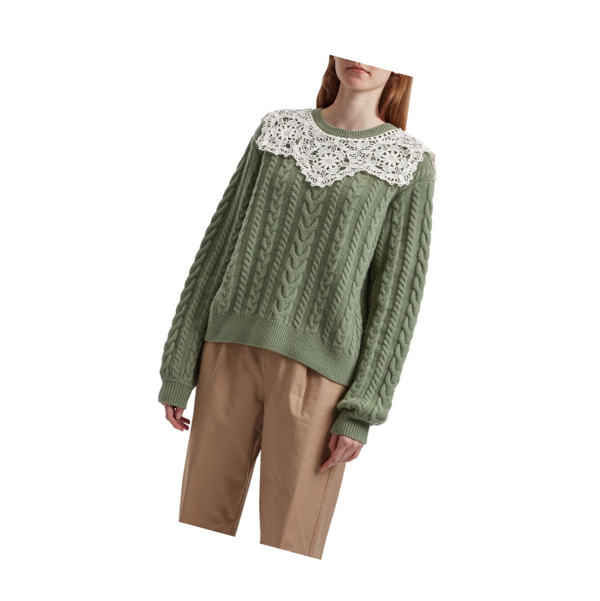 Light Green Women's A BATHING APE Asymmetric Knit Sweater Crew Neck Knitwear Blouse | VDL861702