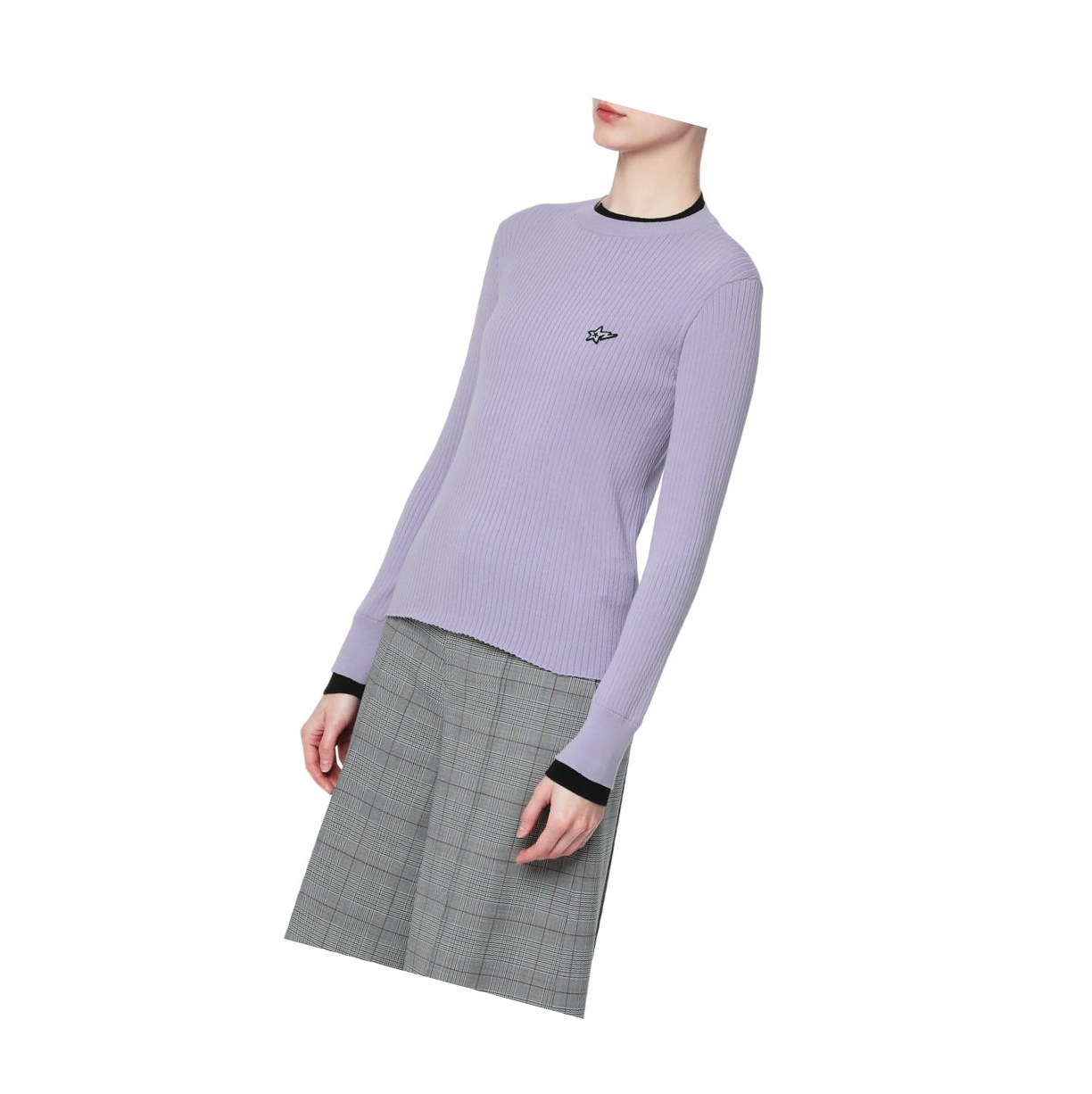 Lilac Women's A BATHING APE Contrast Ribbed Sweater Crew Neck Knitwear Blouse | YBF659237