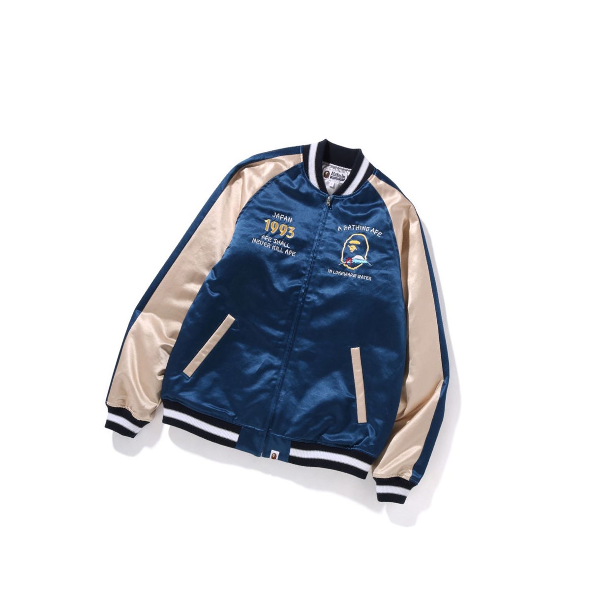 Navy Blue Men\'s A BATHING APE Japan Souvenir Jackets | BCX830972