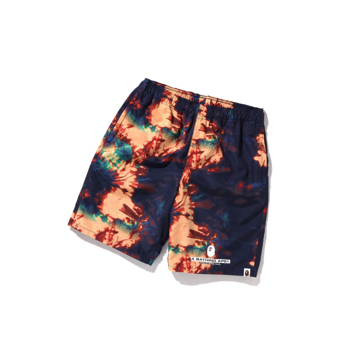 Navy Blue Men\'s A BATHING APE Tie-dye Beach Shorts | XWN765190