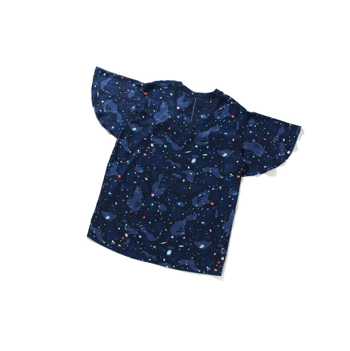 Navy Blue Women's A BATHING APE Space Camo Onepiece Tee Short Sleeve T Shirts | AHU742308