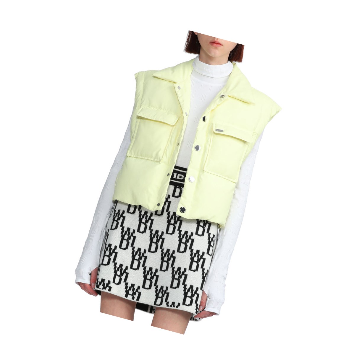 Pastel Yellow Women's A BATHING APE Buttoned Cropped Down Jackets | KMY683409