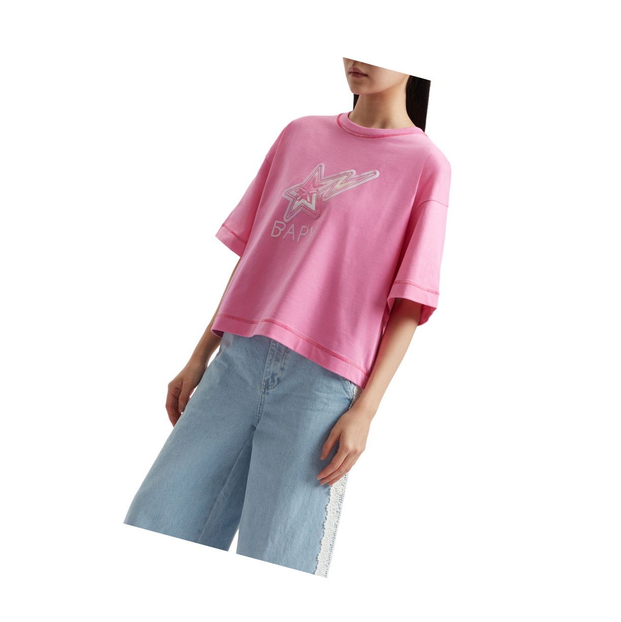 Pink Women's A BATHING APE Logo Print Tee Short Sleeve T Shirts | OBW736528