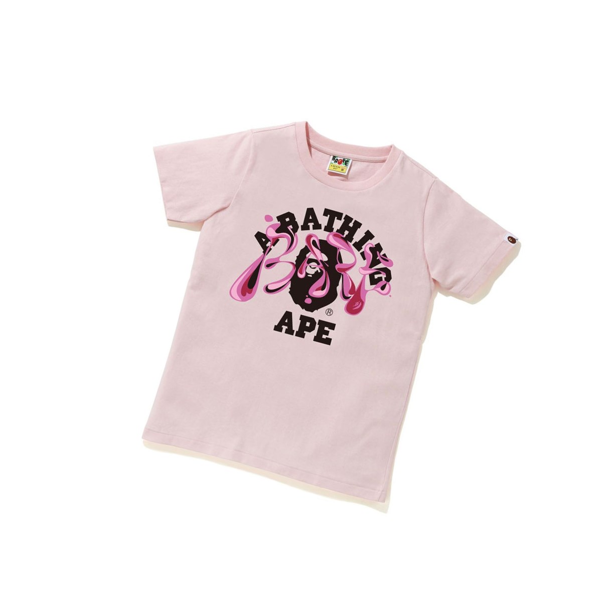 Pink Women\'s A BATHING APE Marble Camo Liquid College Tee Short Sleeve T Shirts | VNS457369