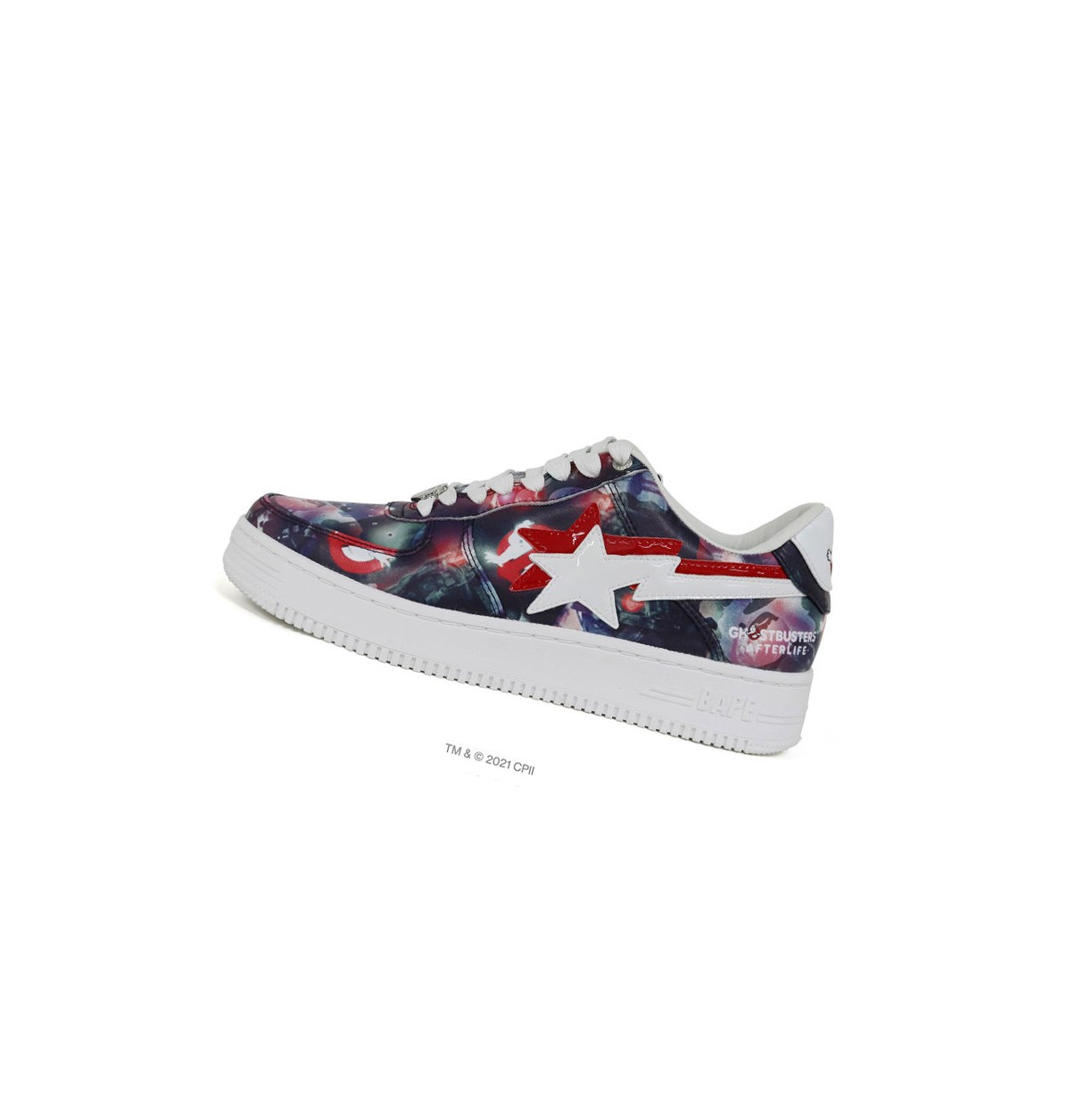 Purple Men's A BATHING APE X Ghostbusters Camo Baby Milo Double Bape Sta™ Low Mid Sneakers | LRT745630