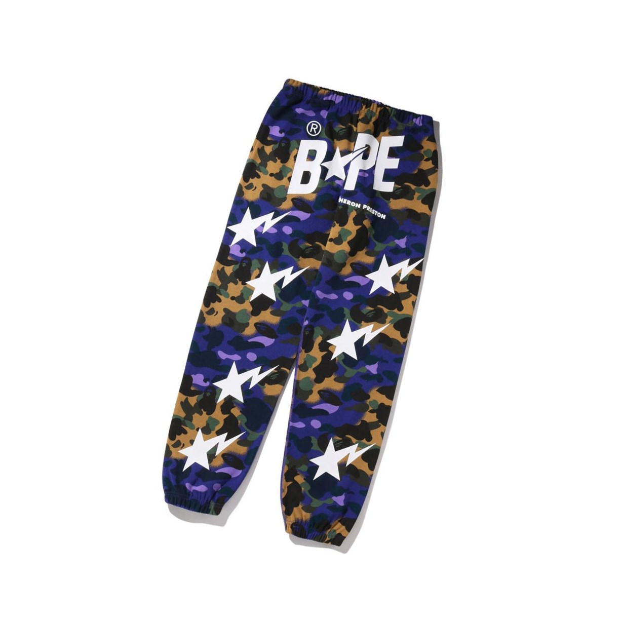 Purple Men\'s A BATHING APE X Heron Preston Mix 1st Camo Sweat Pants | TQG385069