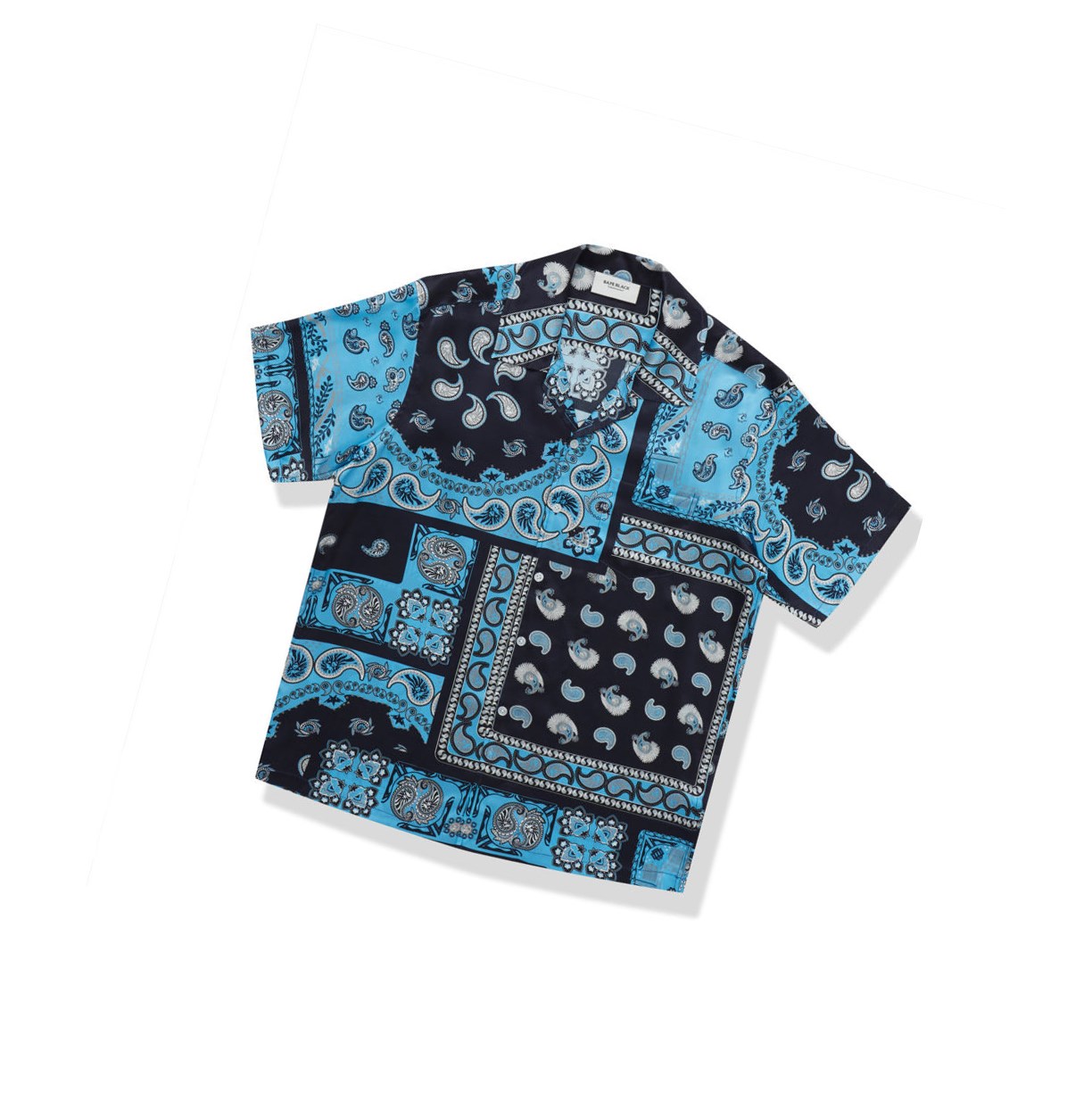 Sky Blue Men\'s A BATHING APE Paisley Print Short Sleeve Shirts | FCB092685