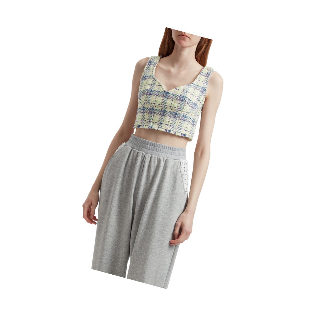 Violet Women's A BATHING APE Checked Crop Top Sleeveless Blouse Blouse | HDF135867